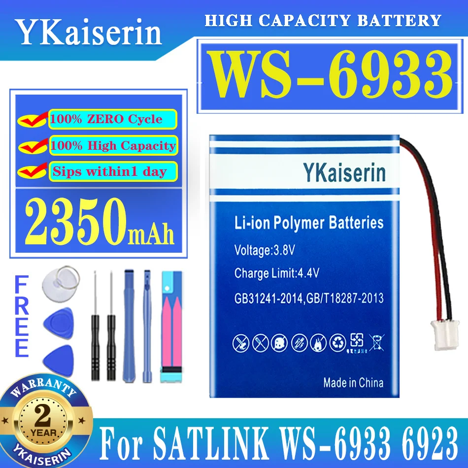 

YKaiserin Battery WS6933 WS 6933 2350mAh for SATLINK TV Digital Satellite Finder Meter WS-6933,6923,DVB-S/S2 Batteries