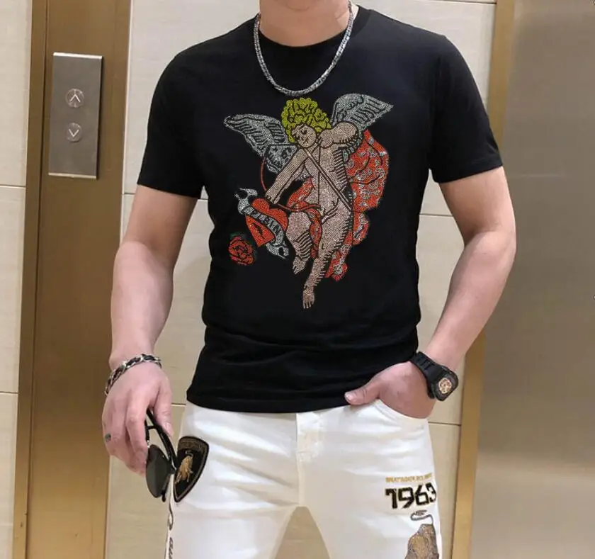Soft Fashion Men T-shirt Men Rhinestones men tees deisgner Short Sleeve drop shipping Male T-shirt 
Soft Fashion Men T-shirt Men Rhinestones men tees deisgner Short Sleeve drop shipping Male T-shirt