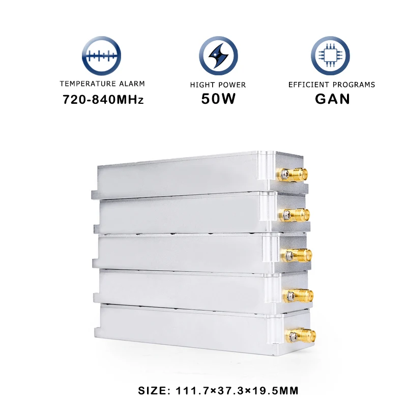 50W 700MHz 720-840MHz GAN RF Anti FPV UAV Drone Power Amplifier PA C-UAS Solution Module Jamming System Device
50W 700MHz 720-840MHz GAN RF Anti FPV UAV Drone Power Amplifier PA C-UAS Solution Module Jamming System Device