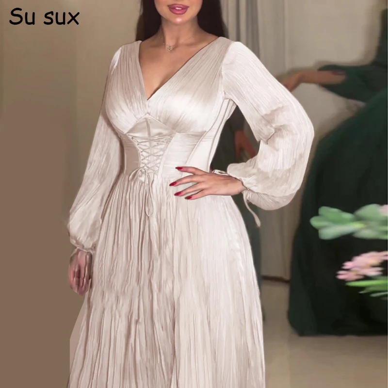 2024 Spring Autumn Dubai Abayas Musilim Dresses For Women V Neck Long Sleeve Lace Up Maxi Dress Robe Femme Musulmane Party
2024 Spring Autumn Dubai Abayas Musilim Dresses For Women V Neck Long Sleeve Lace Up Maxi Dress Robe Femme Musulmane Party