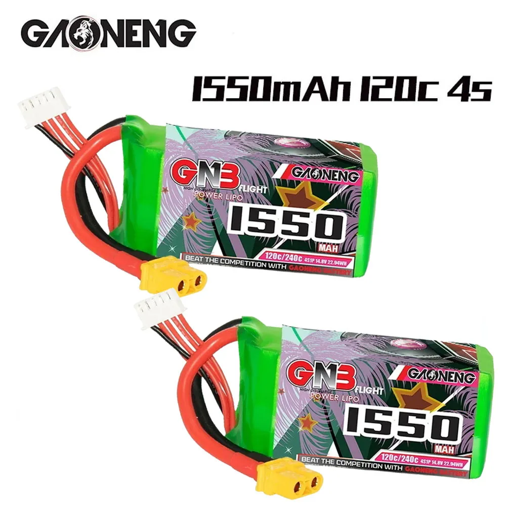 

GAONENG Upgraded 120c/240c GNB 14.8v 1550mAh Lipo Battery For RC Helicopter Quadcopter FPV Racing Drone Spare Parts 4s Battery