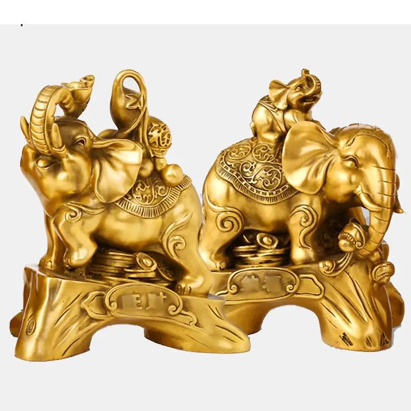 

Modern Copper Elephant Statue Feng Shui Ornament Office Desktop Lucky Animal Sculpture Crafts Decoration Home Decor Accessories