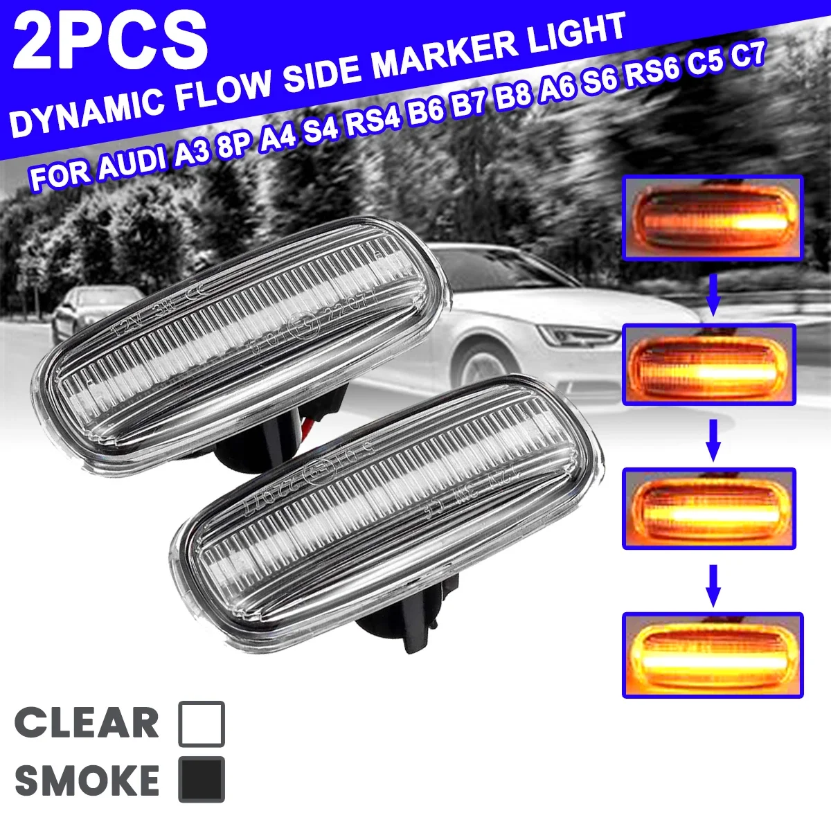 2pcs LED Dynamic Side Marker Turn Signal Light For Audi A3 8P A4 S4 RS4 B6 B7 B8 A6 S6 RS6 C5 C7 Sequential Blinker Lamps
2pcs LED Dynamic Side Marker Turn Signal Light For Audi A3 8P A4 S4 RS4 B6 B7 B8 A6 S6 RS6 C5 C7 Sequential Blinker Lamps