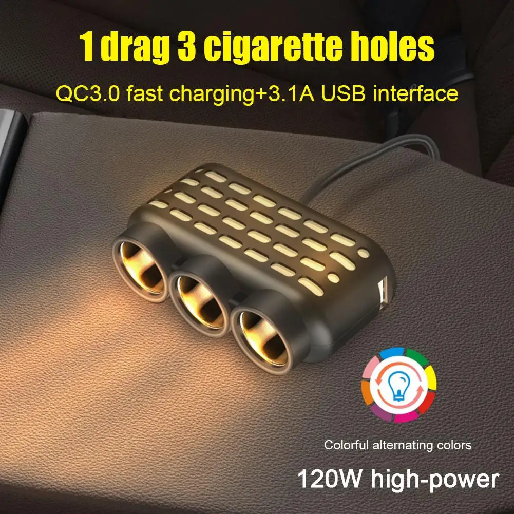 

1PCS USB Socket 120W Car Cigarette Lighter Splitter 12V 24V Fast Charger Plug Phone Power Adapter For Car T1O4