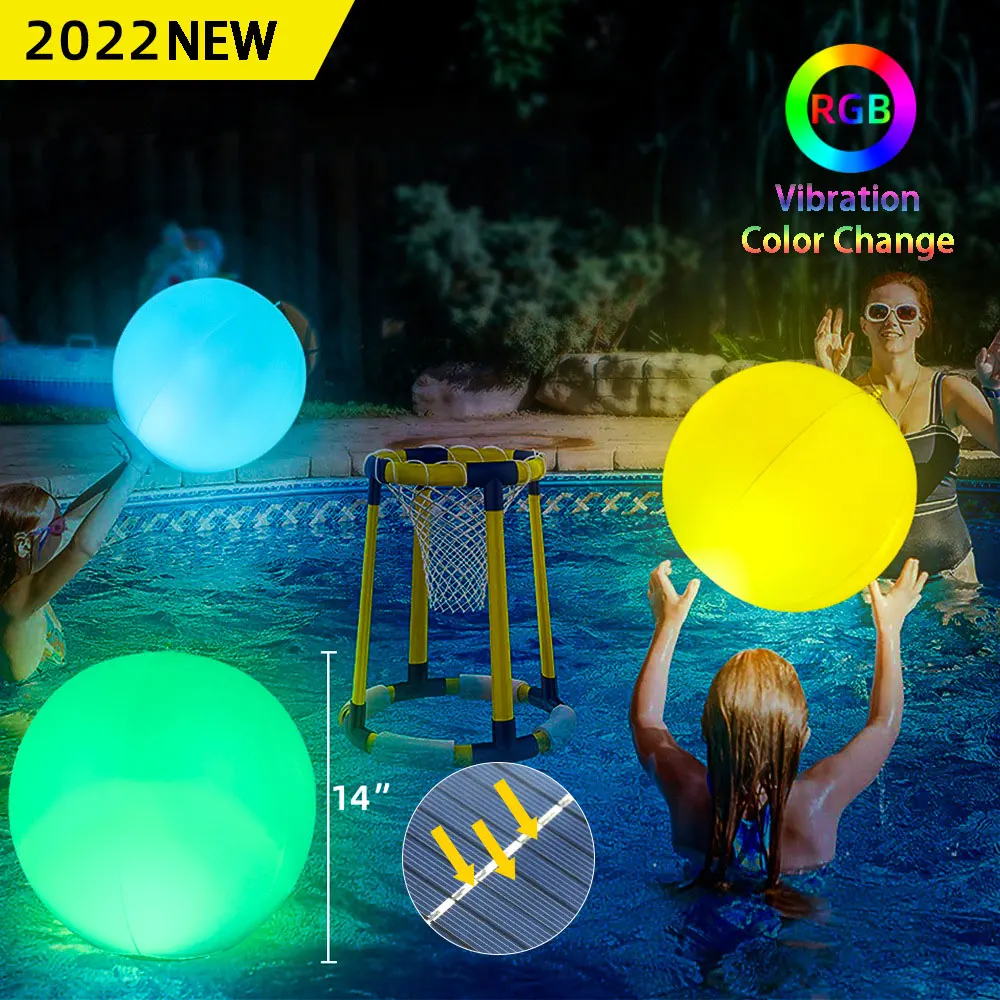 New 16 Color Solar Luminous Ball Round Inflatable Ball RGB Vibration Color Change Ball Pool Toy Courtyard Garden Decorative Lamp
New 16 Color Solar Luminous Ball Round Inflatable Ball RGB Vibration Color Change Ball Pool Toy Courtyard Garden Decorative Lamp