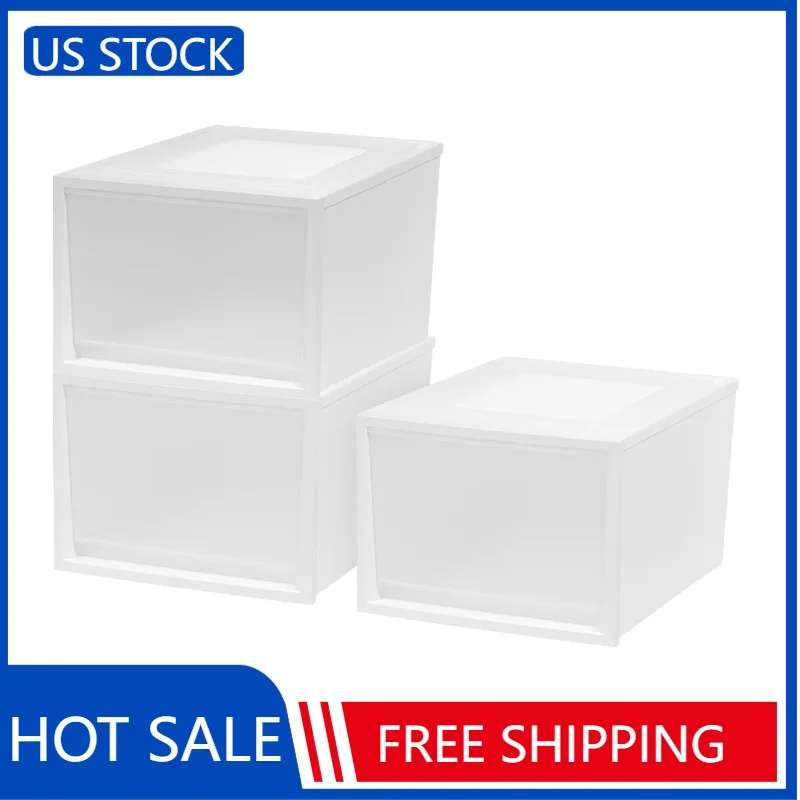IRIS USA 42 Qt. (10 gal.) Stackable Plastic Storage Box with Pullout Drawer, White, Set of 3
IRIS USA 42 Qt. (10 gal.) Stackable Plastic Storage Box with Pullout Drawer, White, Set of 3