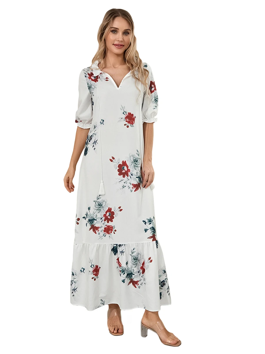 Women s Floral Print Short Sleeve V-Neck Maxi Dress Elegant Loose Swing Summer Casual Dress
Women s Floral Print Short Sleeve V-Neck Maxi Dress Elegant Loose Swing Summer Casual Dress