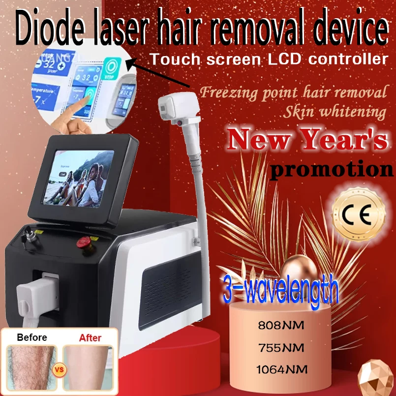 

Best Depiladora Touch Screen Handle Diode Laser Hair Removal Machine 2000W Ice Titanium Device Whole Body Hair Removal HOT