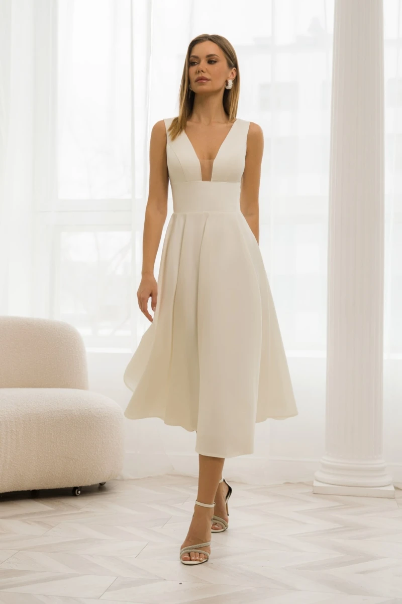 

vestidos de novia Short Wedding Dress For Women Simple Cheap Satin V-Neck Tank Bridal Gowns Customize To Measures Pleat Stunning