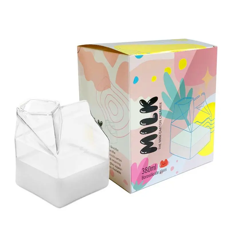 Creamer Carton Container Square Water Glass Cup Creative 350ML Heat Resistant Glass Mug Mini Creamer Jug Kitchen Accessories 
Creamer Carton Container Square Water Glass Cup Creative 350ML Heat Resistant Glass Mug Mini Creamer Jug Kitchen Accessories
