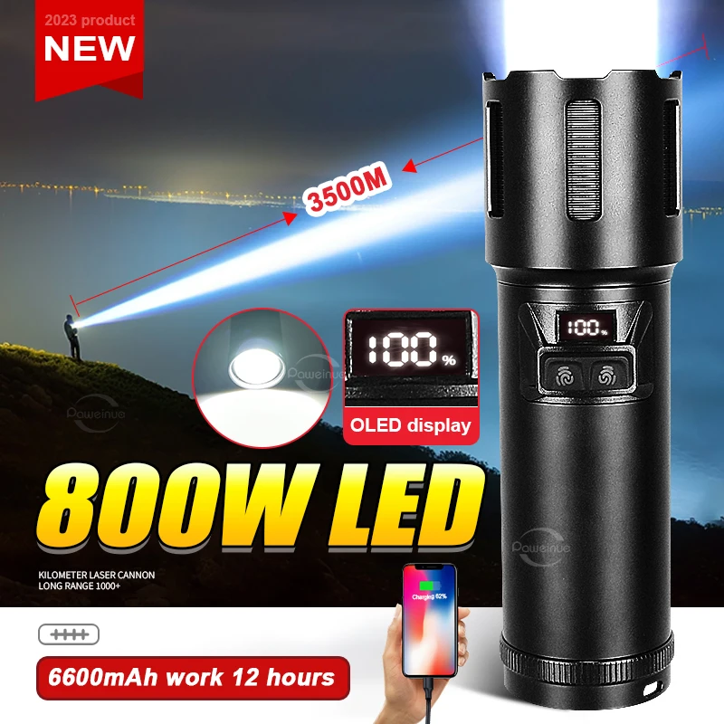 2023 Long Range Flashlight Usb Rechargeable Led Flashlight White Laser 6600mAH Powerful Led Torch Outdoor Zoom Tactical Lantern
2023 Long Range Flashlight Usb Rechargeable Led Flashlight White Laser 6600mAH Powerful Led Torch Outdoor Zoom Tactical Lantern