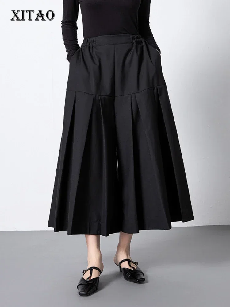 XITAO Pleated Wide Leg Pants Black Fashion Simplicity Temperament Personality Women Culottes Pants All-match New WLD20070
XITAO Pleated Wide Leg Pants Black Fashion Simplicity Temperament Personality Women Culottes Pants All-match New WLD20070