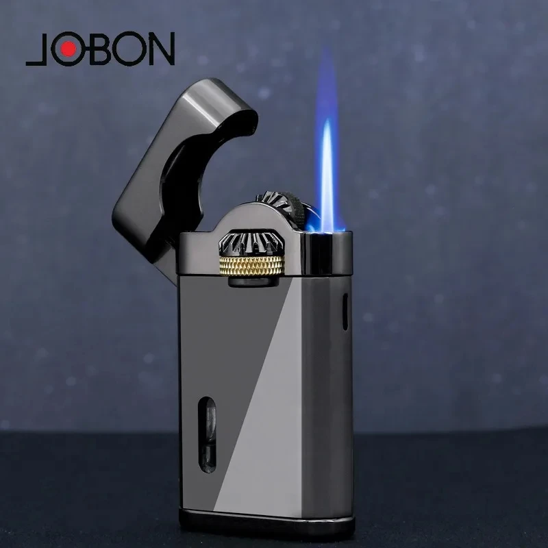 

JOBON Blue Flame Jet Lighter Gear Linkage Transparent Visual Gas Window Ignition Tool