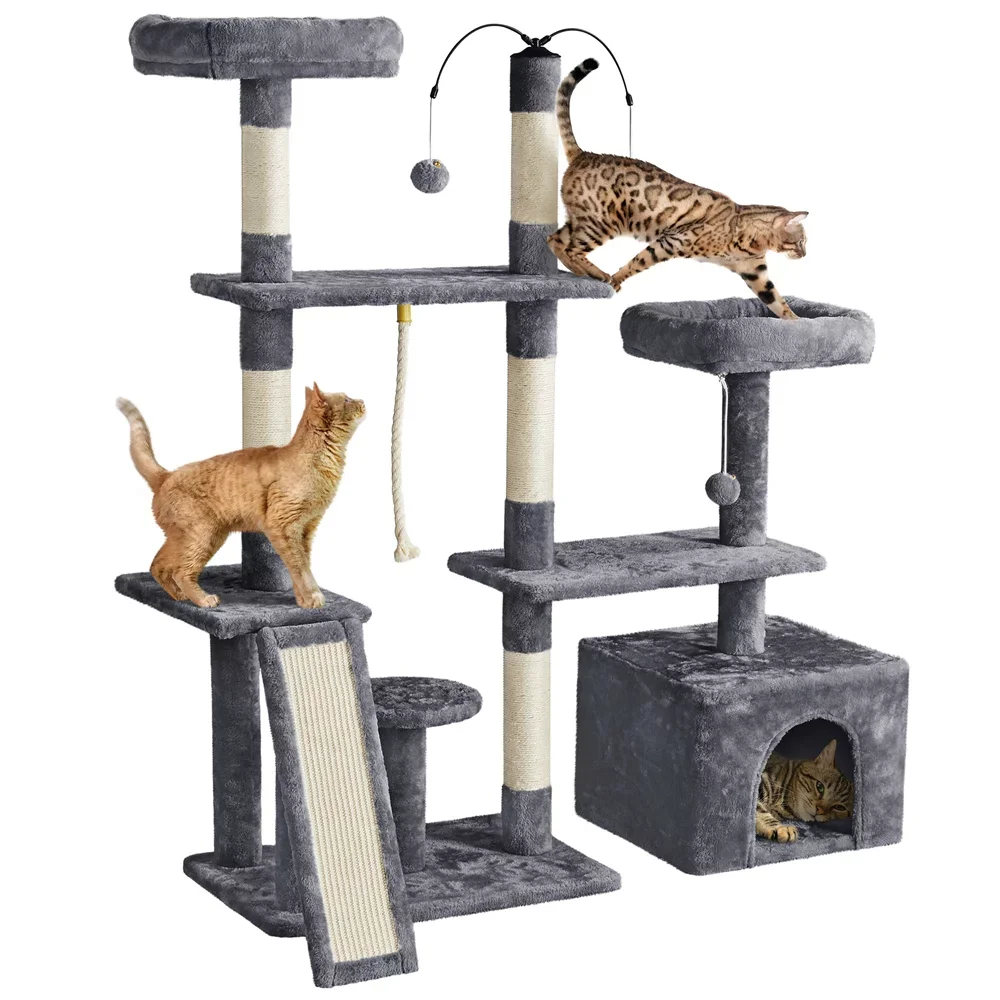 SMILE MART Multilevel Plush Cat Tree Activity Tower Play Center with Sisal Scratching Posts, Dark Gray
SMILE MART Multilevel Plush Cat Tree Activity Tower Play Center with Sisal Scratching Posts, Dark Gray