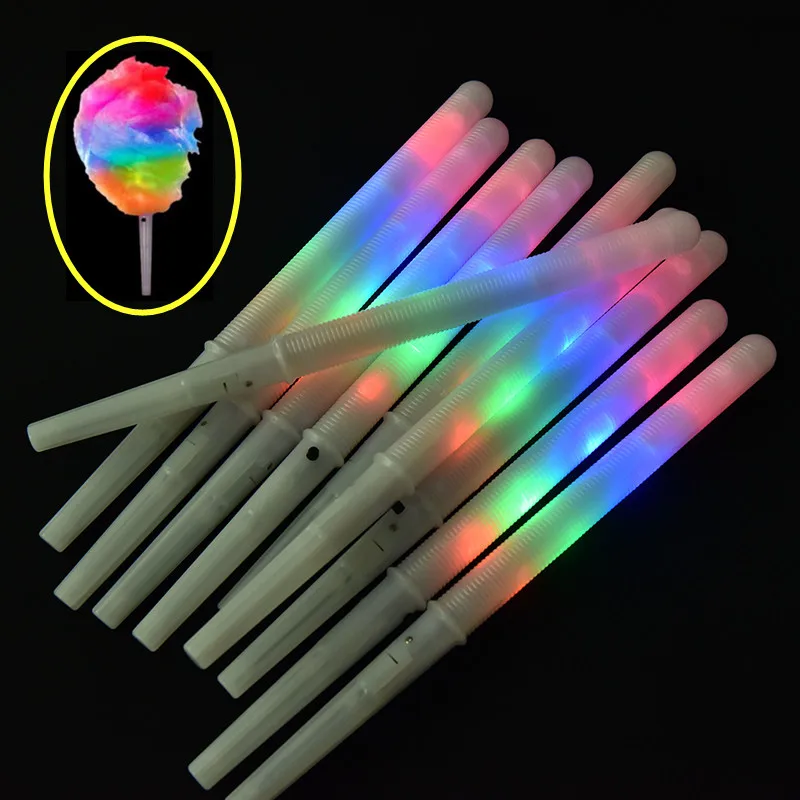 

1pc Reusable Glowing Marshmallows Sticks Colorful LED Glow Sticks Cotton Candy Cones LED Glowing Cheer Tube Dark Light for Party