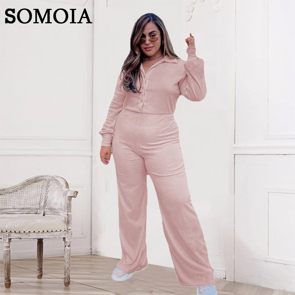 Plus Size Women Jumpsuits Temperament Wide Leg Pants Rompers Buttons Casual Lapel Shirt Jump Suits Fashion Clothes Wholesale
Plus Size Women Jumpsuits Temperament Wide Leg Pants Rompers Buttons Casual Lapel Shirt Jump Suits Fashion Clothes Wholesale