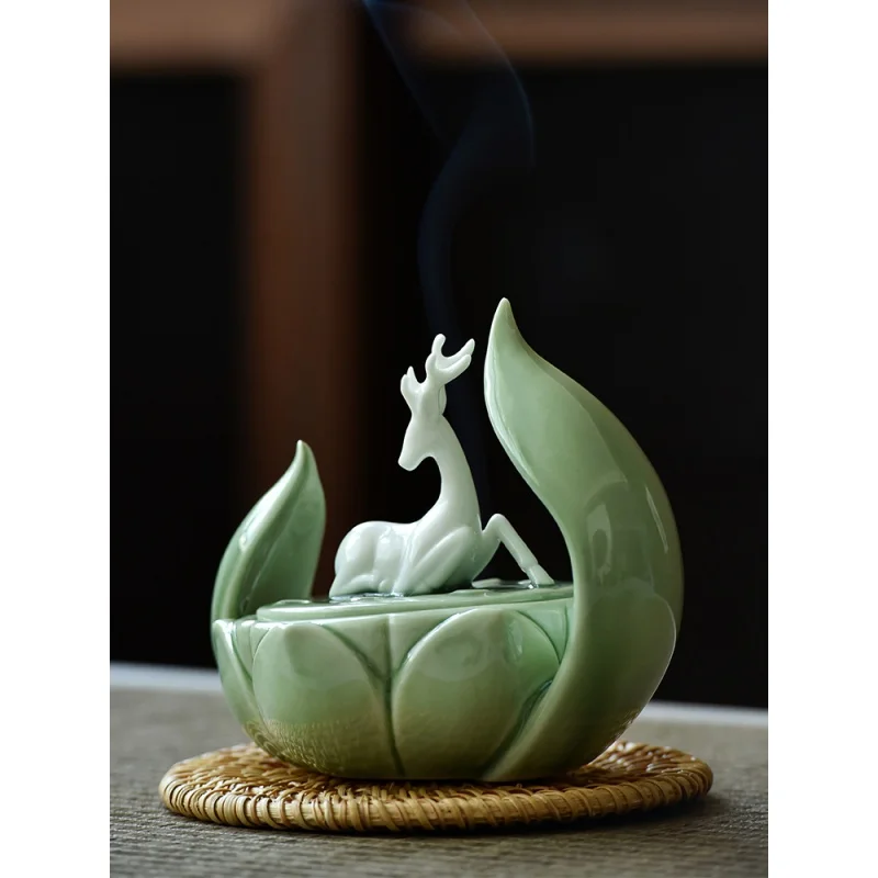 

Ceramic Plate Incense Burner Home Indoor Incense Sandalwood Agarwood Zen Lotus Aromatherapy Burner Tea Ceremony