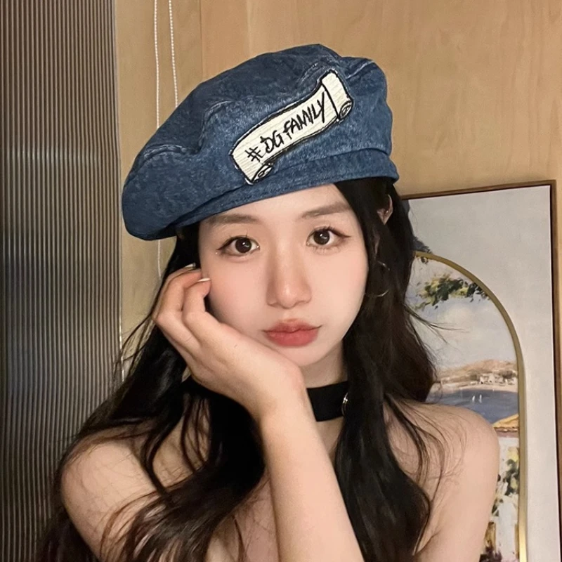 Korean Version Sticker Denim Berets Caps for Women Summer and Autumn Versatile Show Face Small Retro Flat Top Painter Hats Men
Korean Version Sticker Denim Berets Caps for Women Summer and Autumn Versatile Show Face Small Retro Flat Top Painter Hats Men