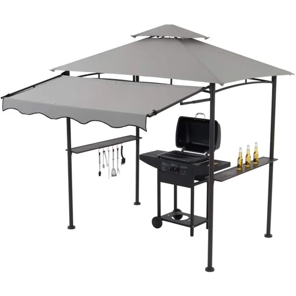 Double Tiered Grill Gazebo 5x8, Outdoor BBQ Patio Canopy Tent with Stretchable Side Awning (Light Grey)
Double Tiered Grill Gazebo 5x8, Outdoor BBQ Patio Canopy Tent with Stretchable Side Awning (Light Grey)