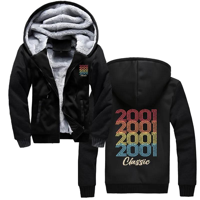 

2001 Classic Vintage 2001 Gift Men Women Born Made Men Cotton Hoodie Zipper Sweatshirt Winter Thicken Clothing Jacket Streetwear