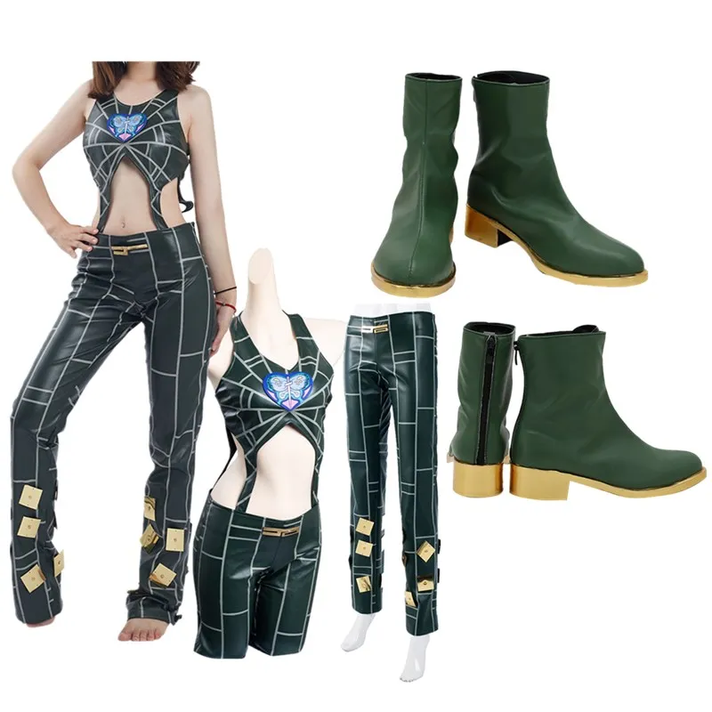 

Jolyne Cujoh Cosplay JoJo's Anime Bizarre Adventure Costume Adult Top Pants Shoes Boots Outfits Halloween Carnival Party Suit