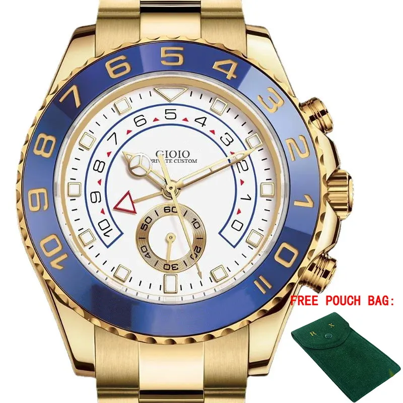 

Luxury New Automatic Watch for Men Mechanical Watches 904L Stainless Steel Gold Silver White GMT Blue Ceramic Bezel 44mm