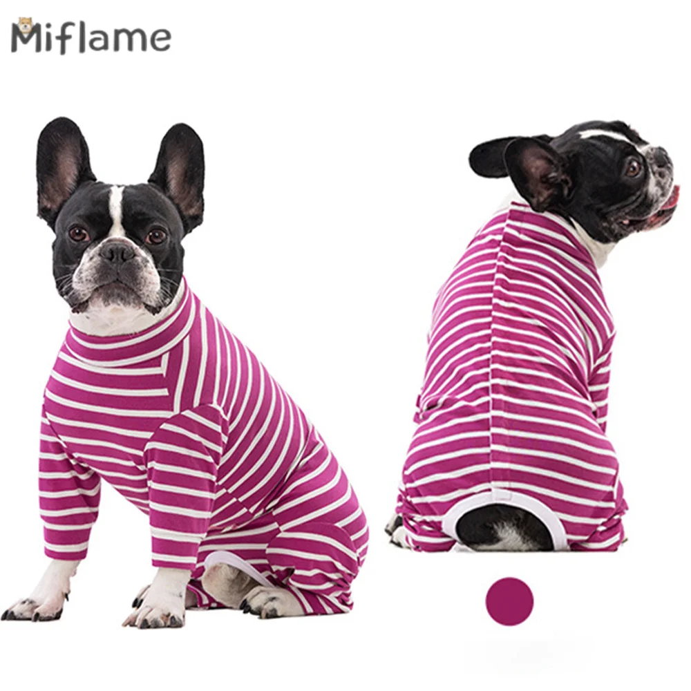 

Miflame Striped Dogs Overalls Four Legged Pet Clothing Winter Sleepwear For Puppies Bichon Teddy Small Dogs Clothes Cat Outfits