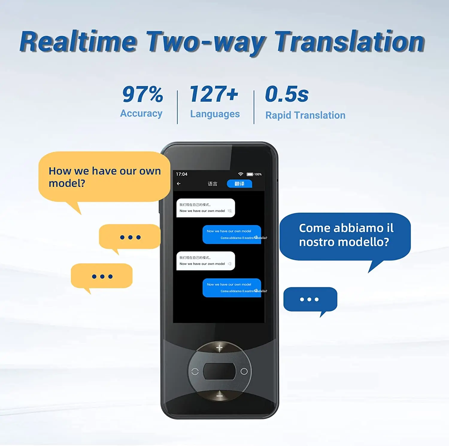 New language translation device 127 language AI voice translation W10 supports 3.0 inch touch screen image translation
New language translation device 127 language AI voice translation W10 supports 3.0 inch touch screen image translation