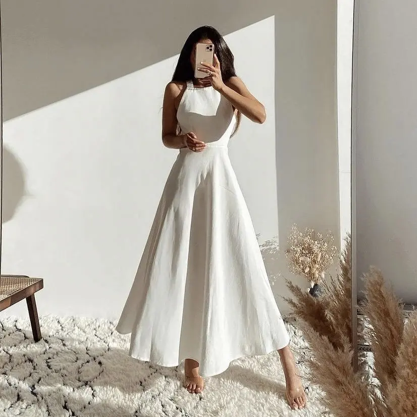 SKMY White Dress Women 2022 Summer New Solid Color Sleeveless Round Neck Slim A-Line Dress Elegant Evening Party Wear
SKMY White Dress Women 2022 Summer New Solid Color Sleeveless Round Neck Slim A-Line Dress Elegant Evening Party Wear