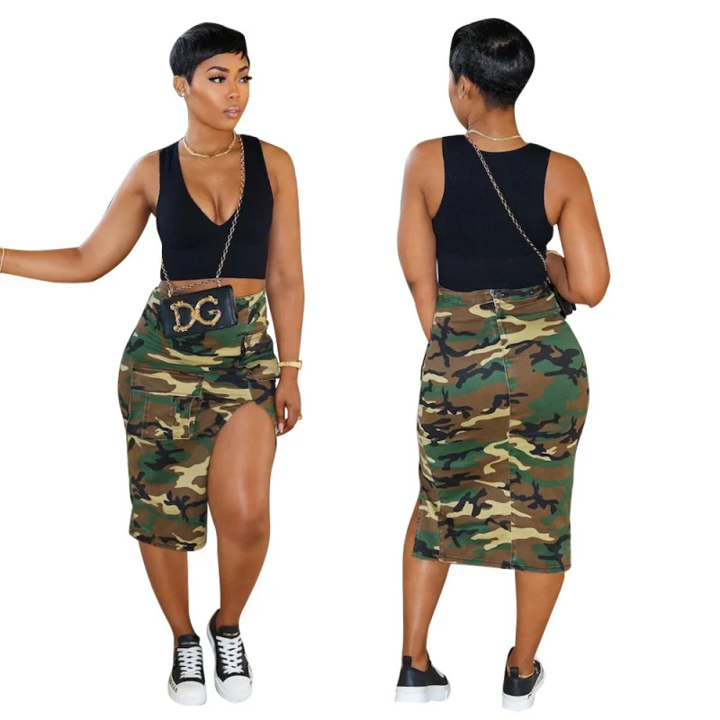 Camouflage Dress Summer Spring Irregular Side Slit Women Skirts Denim Dress Big Pocket Casual Women Camo Long Skirts
Camouflage Dress Summer Spring Irregular Side Slit Women Skirts Denim Dress Big Pocket Casual Women Camo Long Skirts