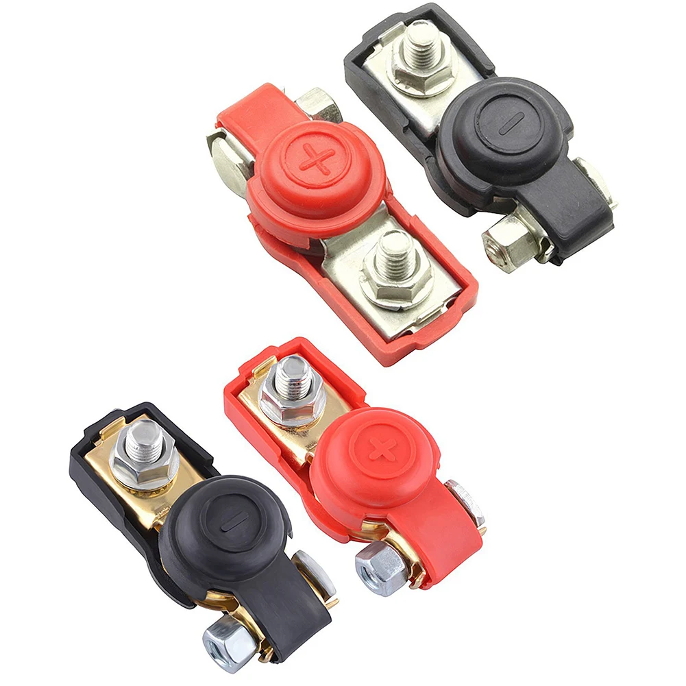 

1 Pair Car Battery Terminal Connector Clamp Car Accessories Red Positive Pole Black Negative Pole Clamp Screw Top Post
