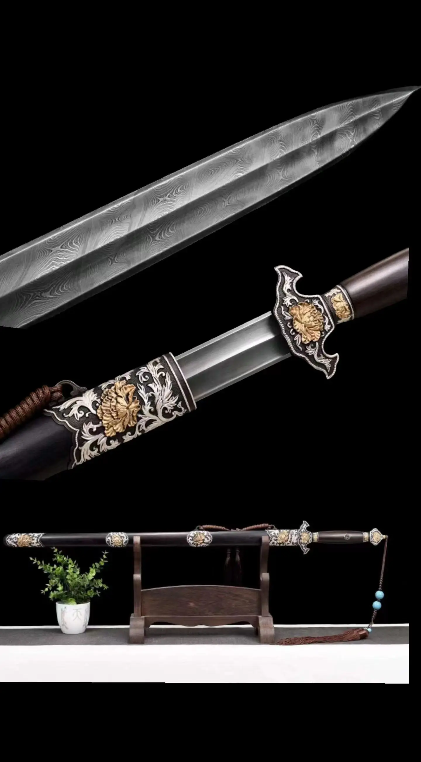 Real Handheld Peony Star Battle Sword, Multi Refined Twisted Pattern Steel Blade, Chinese Kungfu Wushu Jian, Unsharpened
Real Handheld Peony Star Battle Sword, Multi Refined Twisted Pattern Steel Blade, Chinese Kungfu Wushu Jian, Unsharpened