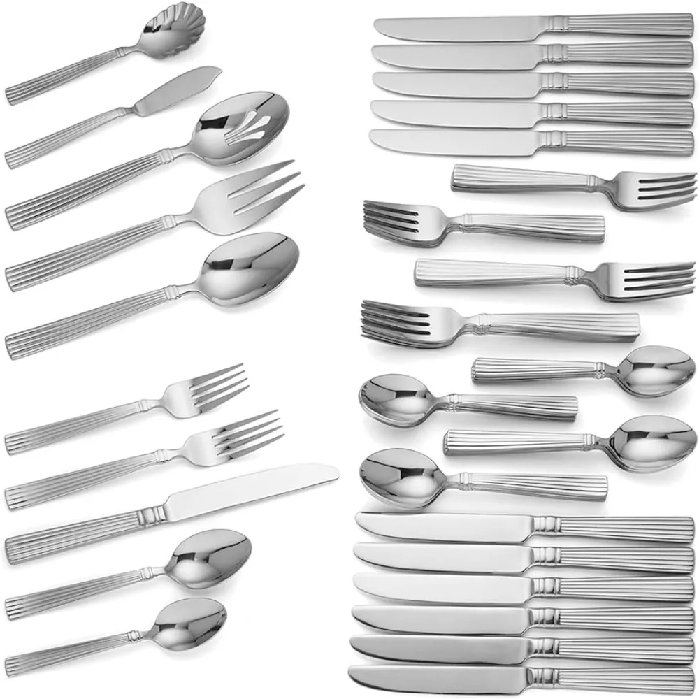 

Stainless Steel Spoons and Forks Set Silver Crescendo II 65-Piece Flatware Set Cutlery Tableware Spoon Dinnerware Kitchen