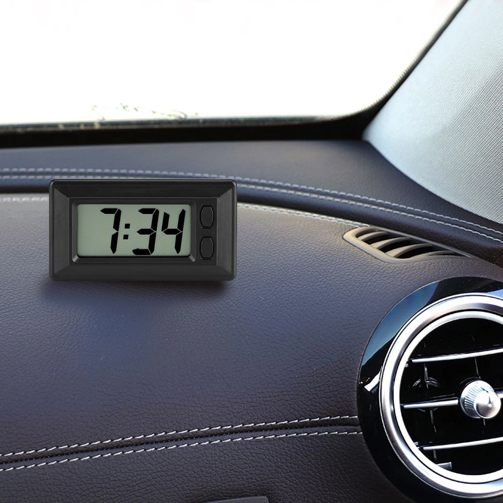 

1pcs Black LCD Digital Car Home Office Table Car Dashboard Desk Date Time Calendar Clocks Adhesive Strip 77*42*13mm Accessories