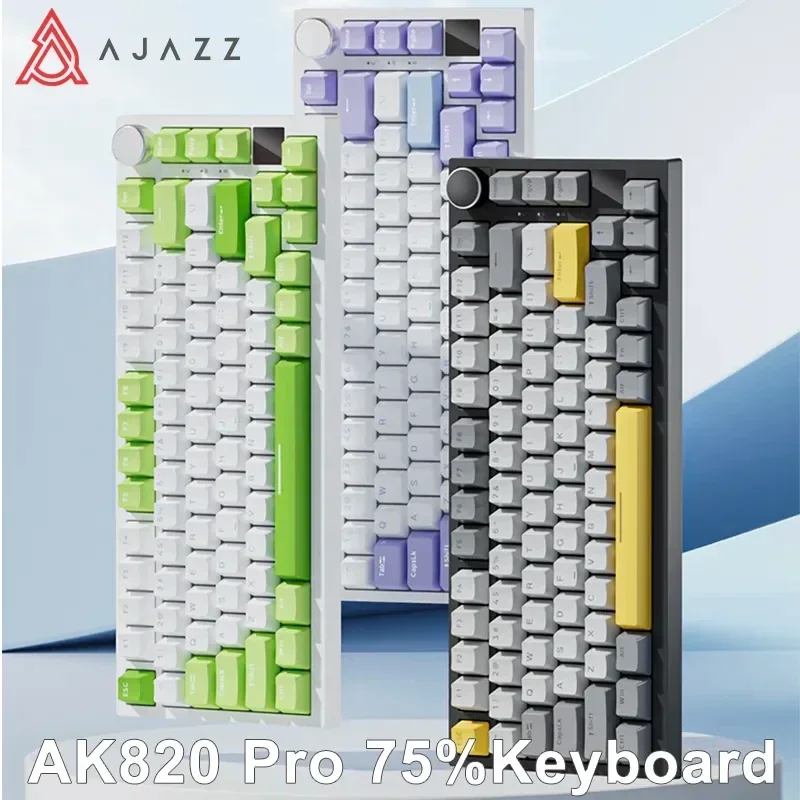 

Ajazz Ak820 Mechanical Keyboard Wired/Three-Mode Hot Swapsoft Gasket Customized Structure Optional Rgb Backlit 75% Portable
