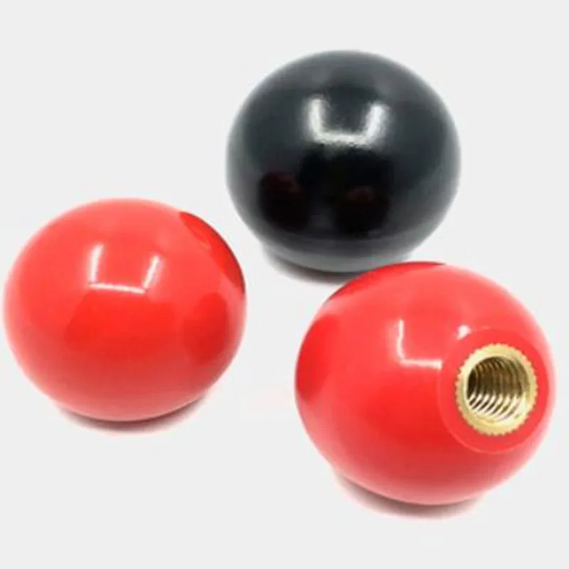 

1-5pcs Black or Red Plastic M4 M5 M6 M8 M10 M12 brass Thread Ball Shaped Head Clamping Nuts Knob