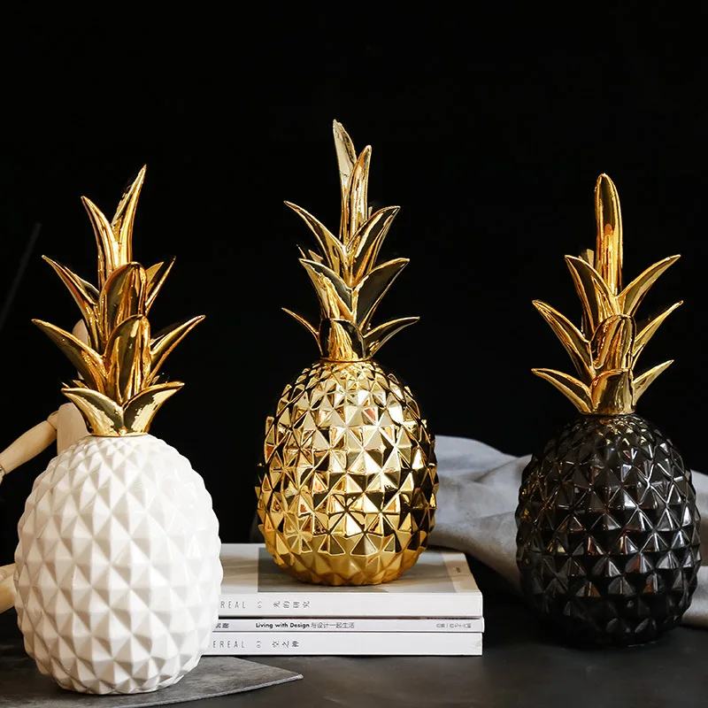 

Nordic Minimalist and Luxurious Ceramic Pineapple Gold Creative Home and Living Room Decorations and Ornaments