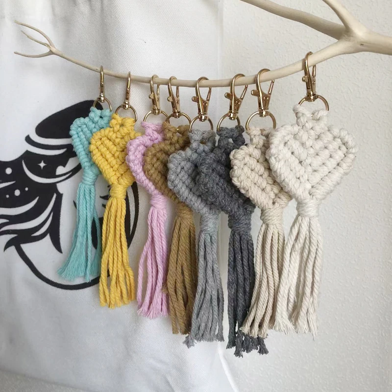 Handmade Macrame Heart Keychain - Boho Cotton Bag Charm 14 S30c43d955846488d978fdacf27c09d68c