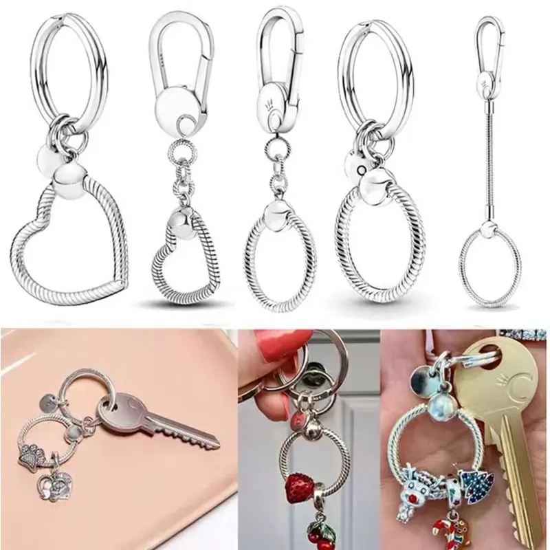 

2022 925 Sterling Silver Dinosaur Animal Charm Beads Key Chain for Original Pandora Bracelet DIY Jewelry Making for Halloween