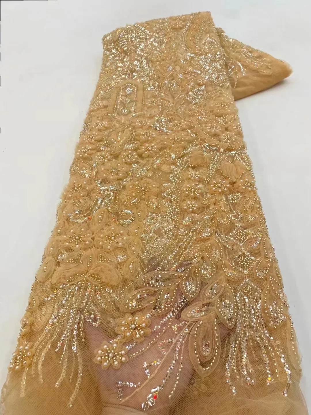 Gold 2023 Latest African Beaded Lace Fabric blue Embroidery French Mesh Sequins Lace Fabric Nigerian Tulle Lace For Party
Gold 2023 Latest African Beaded Lace Fabric blue Embroidery French Mesh Sequins Lace Fabric Nigerian Tulle Lace For Party