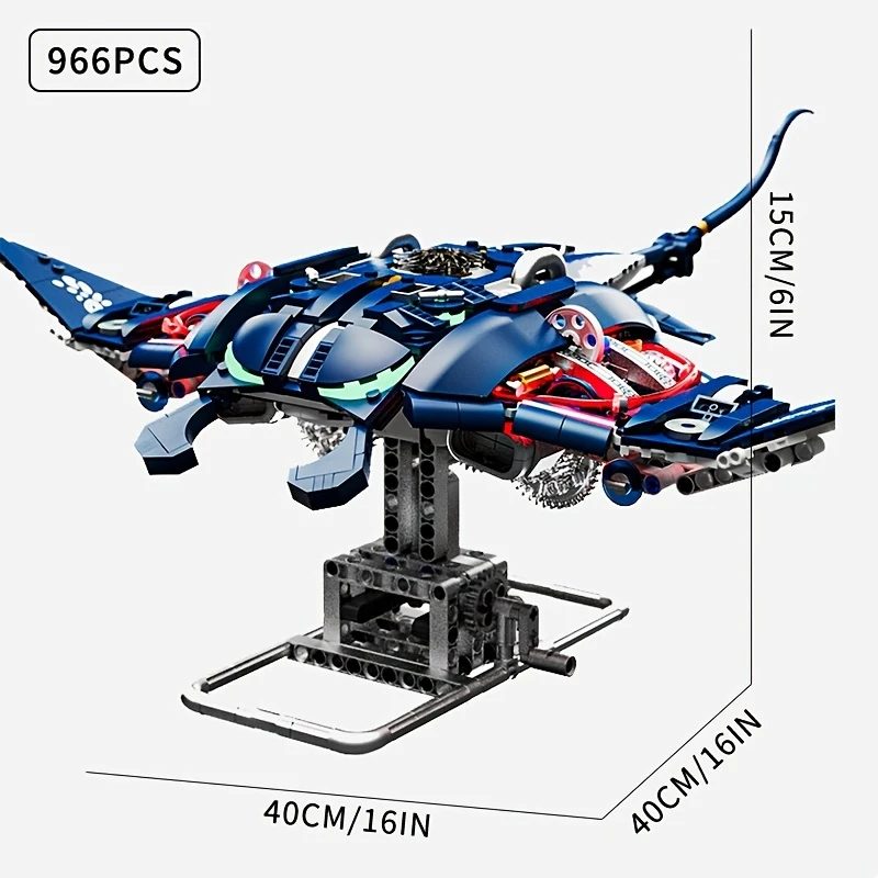 MOC 2024 Mechanical Manta Ray Building Block Model Anime Toy Creative Assembled Gift MJ13057 MOC 2024 Mechanical Manta Ray Building Block Model Anime Toy Creative Assembled Gift MJ13057