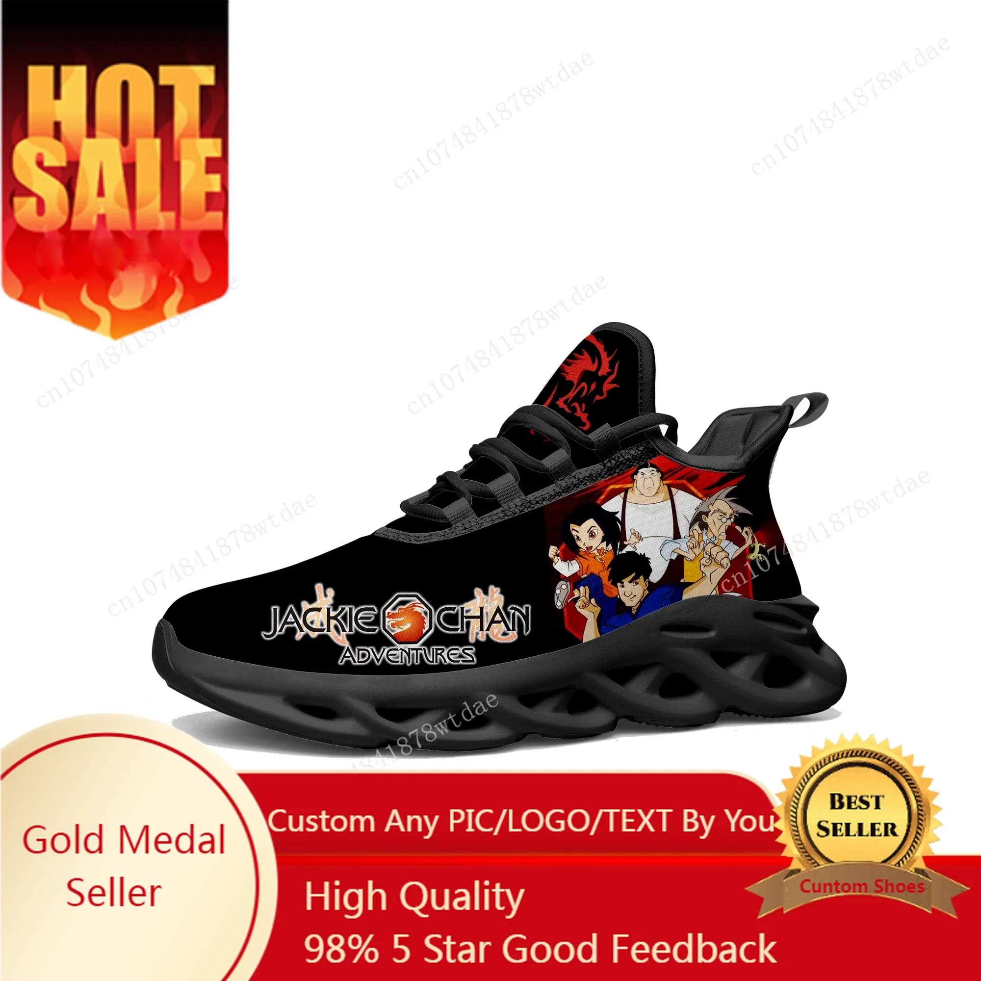 

Jackie Chan Adventures Flats Sneakers Mens Womens Teenager Sports Running Shoes High Quality Anime Custom Lace Up Mesh Footwear