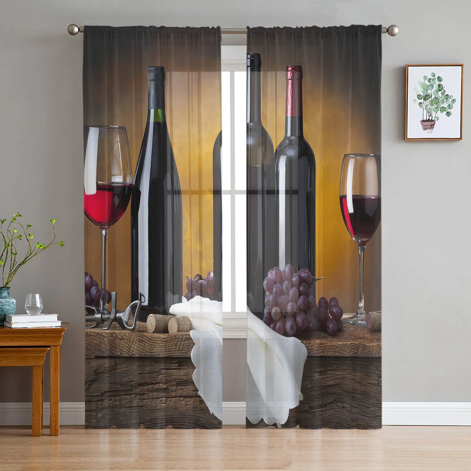 

Wine Grapes Fruit Retro Tulle Voile Curtains For Bedroom Window Curtain For Living Room Sheer Curtains Blinds Organza Drapes