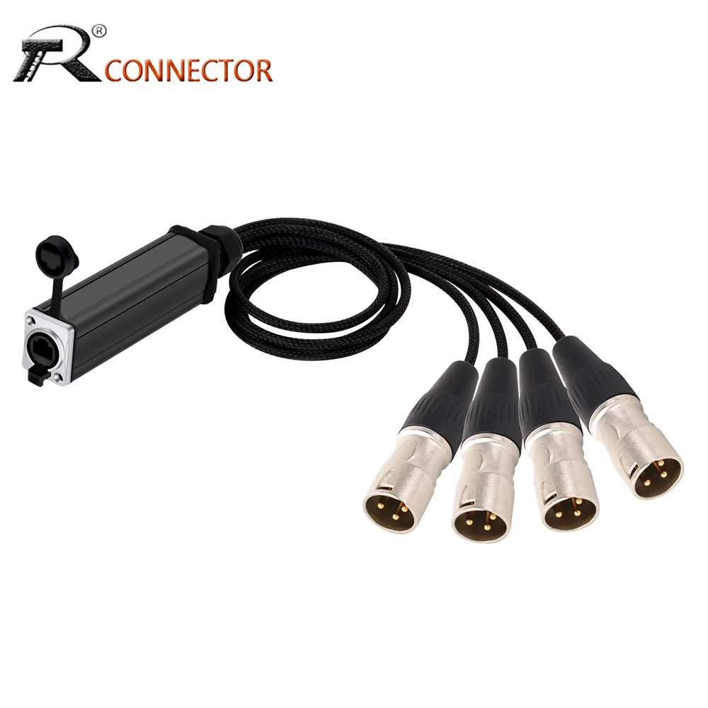 

RJ45 with Shielded to 4 Channel XLR 3Pins Multi Network Breakout Audio Cable Splitter for Stage Sound Lighting Recording Studio