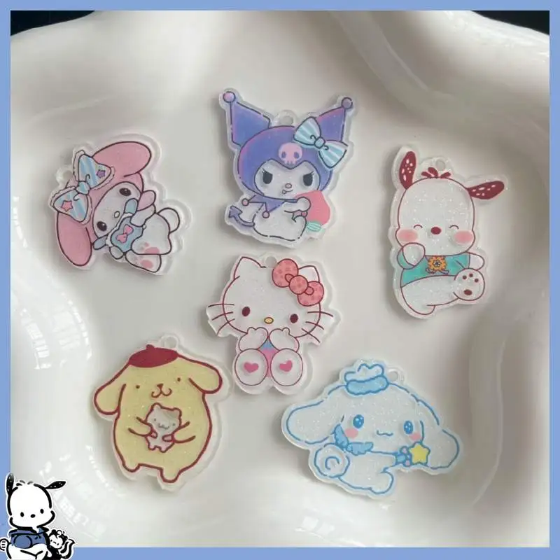 

Sanrioed Melody Acrylic Patch Kuromi Cinnamoroll Cartoon Keychain Accessories DIY Phone Case Hairpin Hair Accessories Material