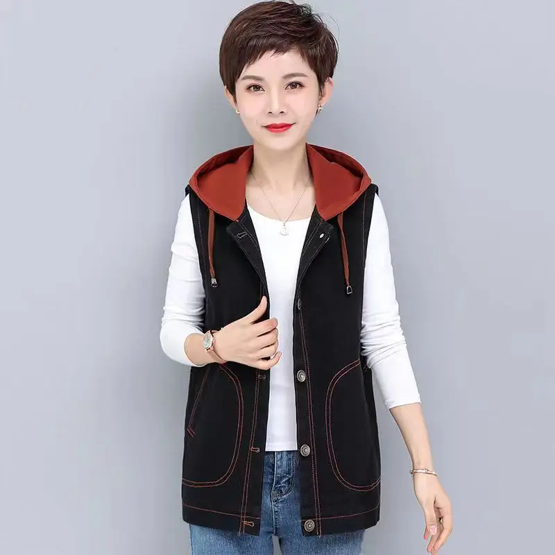 Hooded vest jacket outside 2024 new spring and fall denim undershirt versatile women's large size shoulders
Hooded vest jacket outside 2024 new spring and fall denim undershirt versatile women's large size shoulders