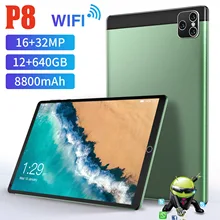 

Netbook P8 12 Core Tablette 8800mAh Dual SIM 12GB 640GB Tablet PC IPS 8 Inch Global 5G New Pad Google Play GPS WPS Send Keyboard