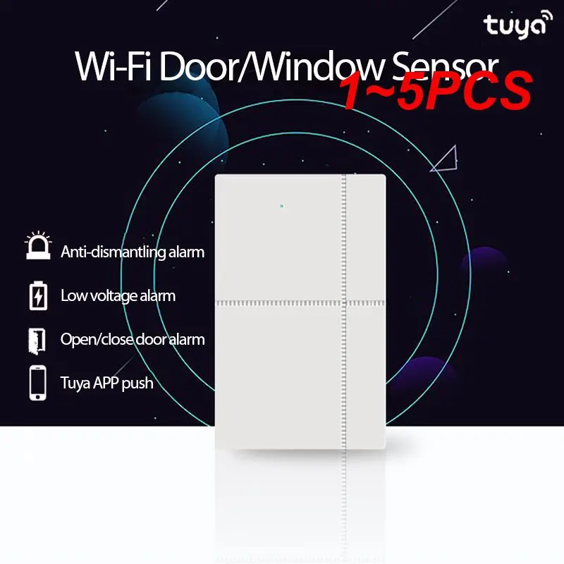 

Датчик окон и дверей Tuya, умный магнитный детектор с Wi-Fi и управлением через приложение, 1-5 шт.