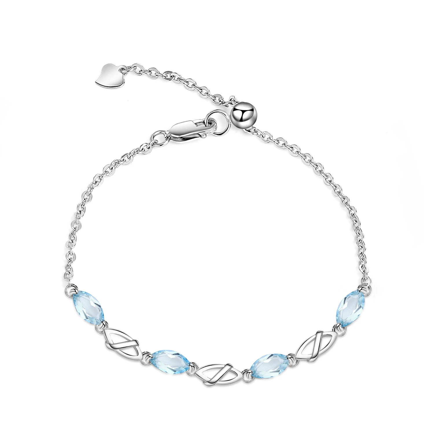 

Женский браслет из серебра 925 пробы с натуральным голубым топазом