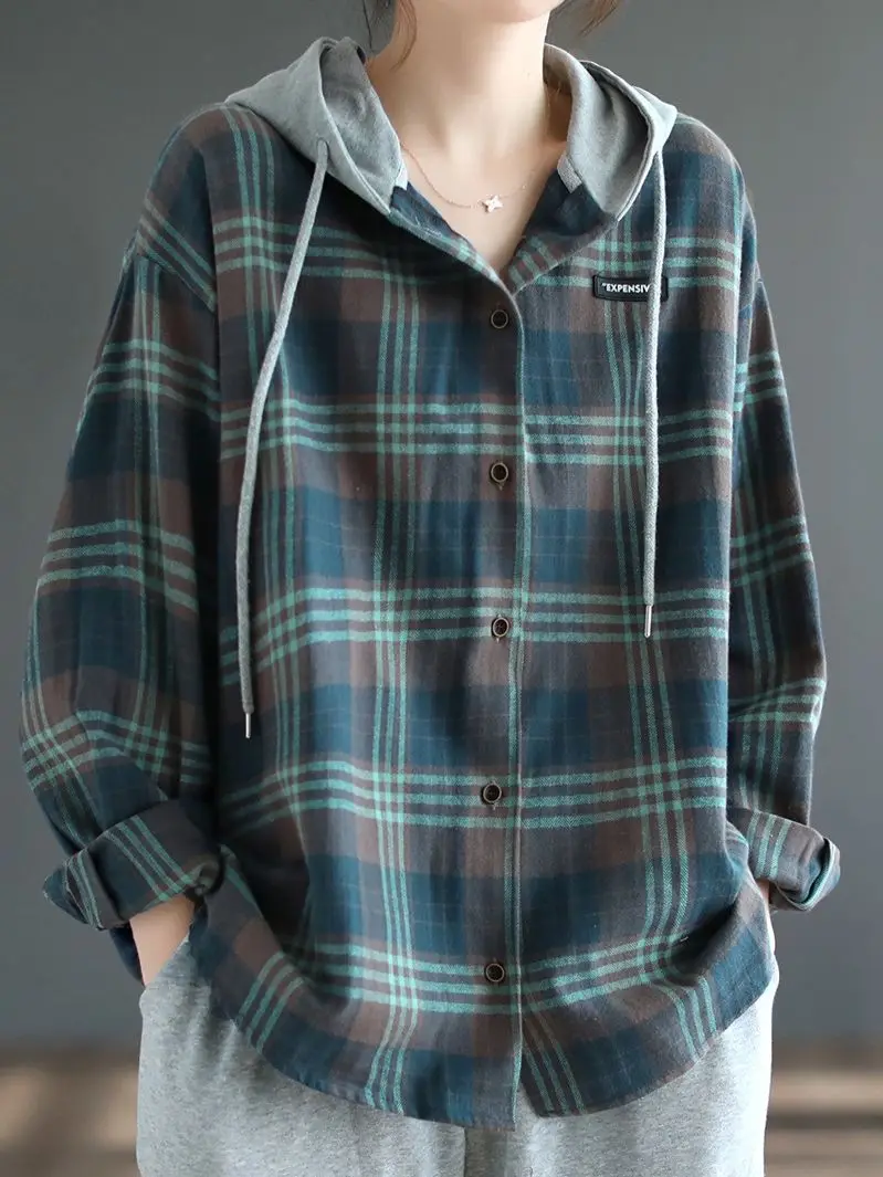 2022 New Autumn And Winter Vintage Brushed Plaid Long-sleeved Single Breasted Shirt Women's Casual Hooded Straight Shirt Trend
2022 New Autumn And Winter Vintage Brushed Plaid Long-sleeved Single Breasted Shirt Women's Casual Hooded Straight Shirt Trend